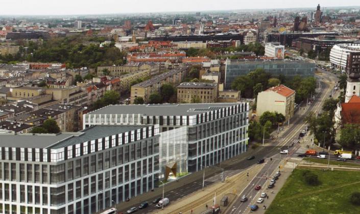 Wizualizacja biurowców City Forum we Wrocławiu