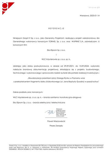 List referencyjny: Graph'it Sp. z o.o. (generalny projektant), 2025