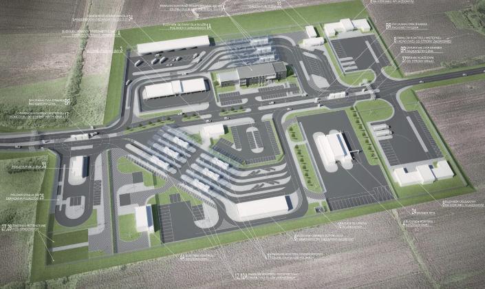Wizualizacja rozbudowy drogowego przejścia granicznego w Zosinie